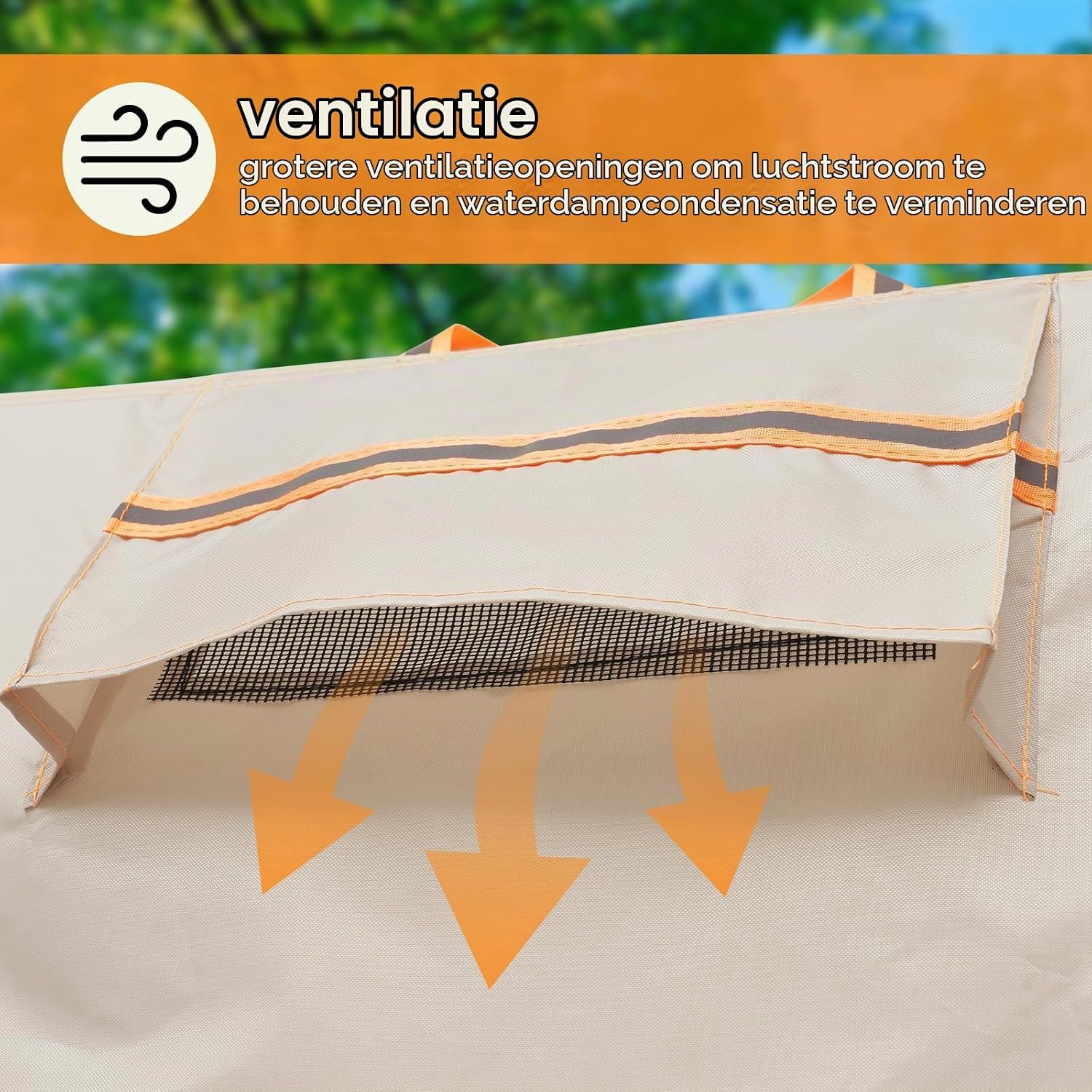Detalle de GARPROVM picknicktafelhoes 193 x 157 x 76 cm van 420D Oxford, waterdicht