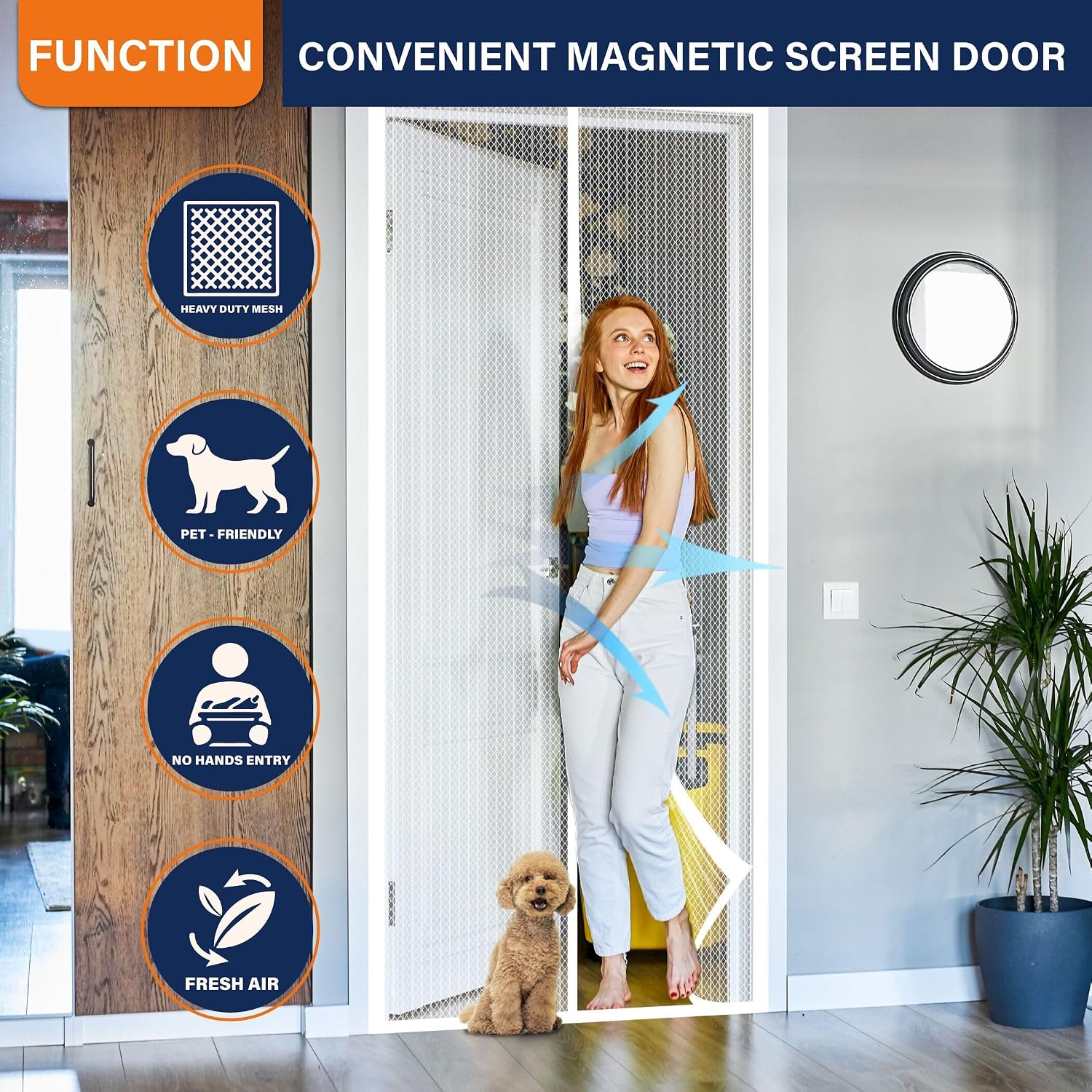 Detalle 1 de Mdavo Magnetic Screen Door 38 x 82 Inch