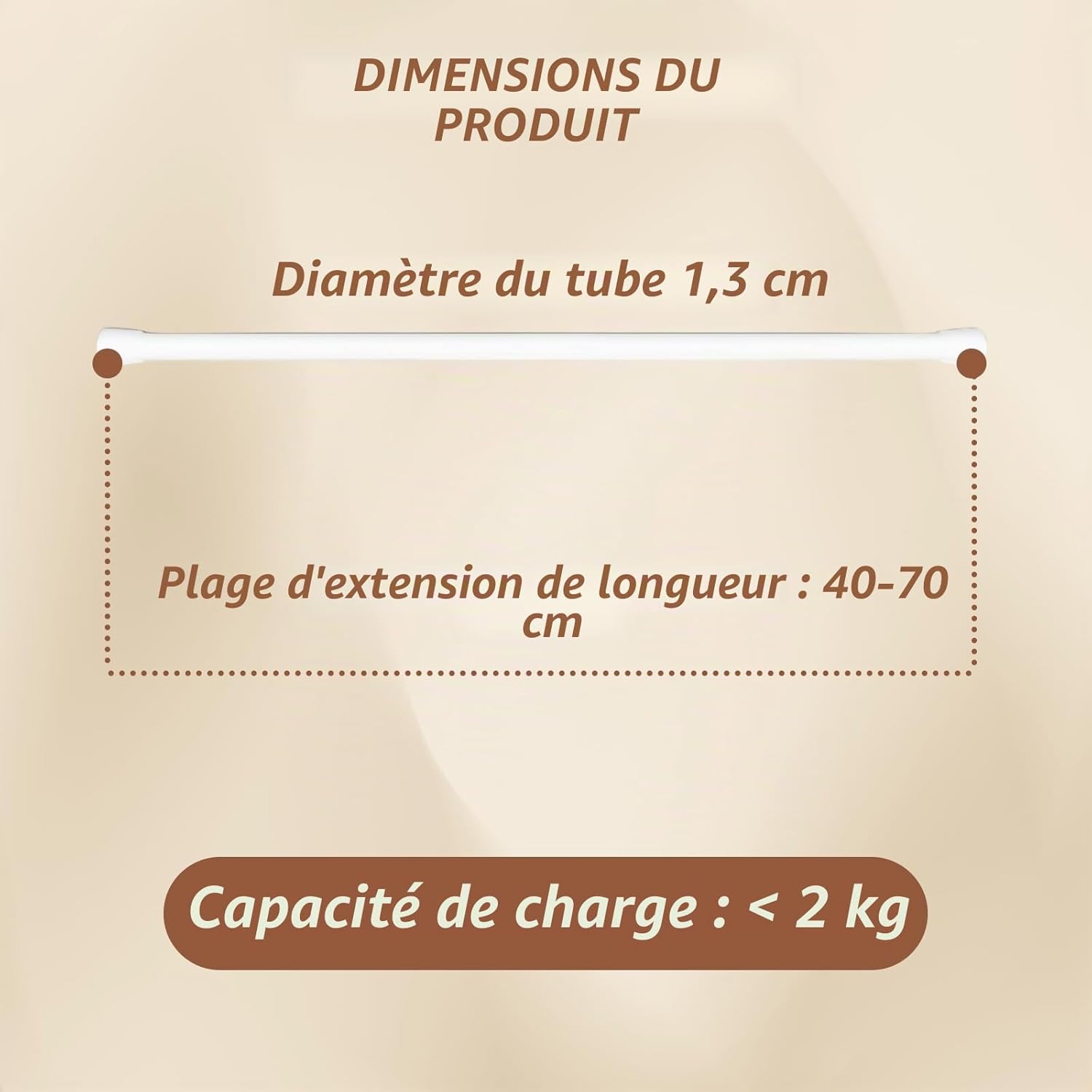 Detalle de Flintronic Tringle à Rideau télescopique 4 pièces, barre sans perçage 40–70 cm, Ø 13 mm