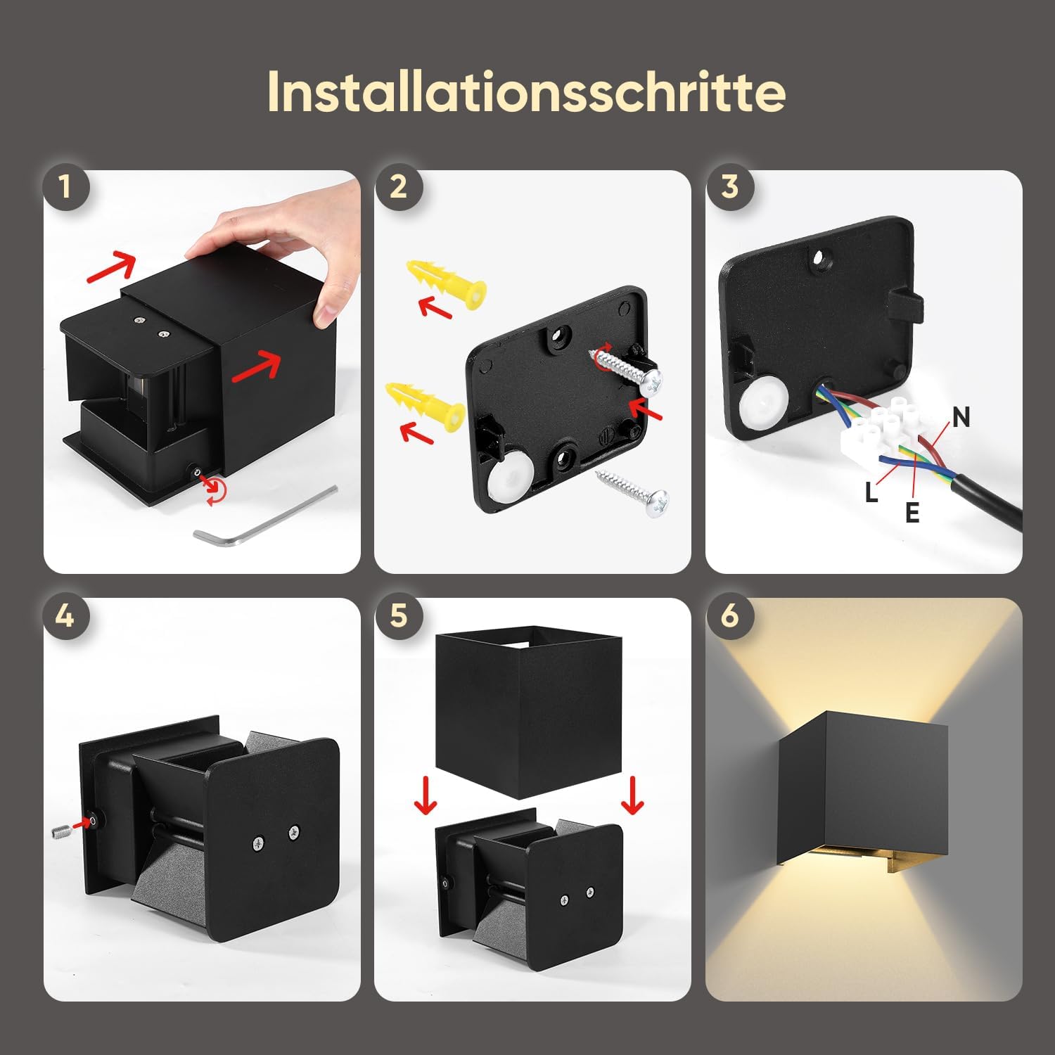 Thumbnail 1 de vatato 2 Stück LED Wandleuchte 12W – Innen/Outdoor Aluminium Wandlampe, 3000K Warmweiß, IP54, Einstellbarer Lichtstrahl, Schwarz