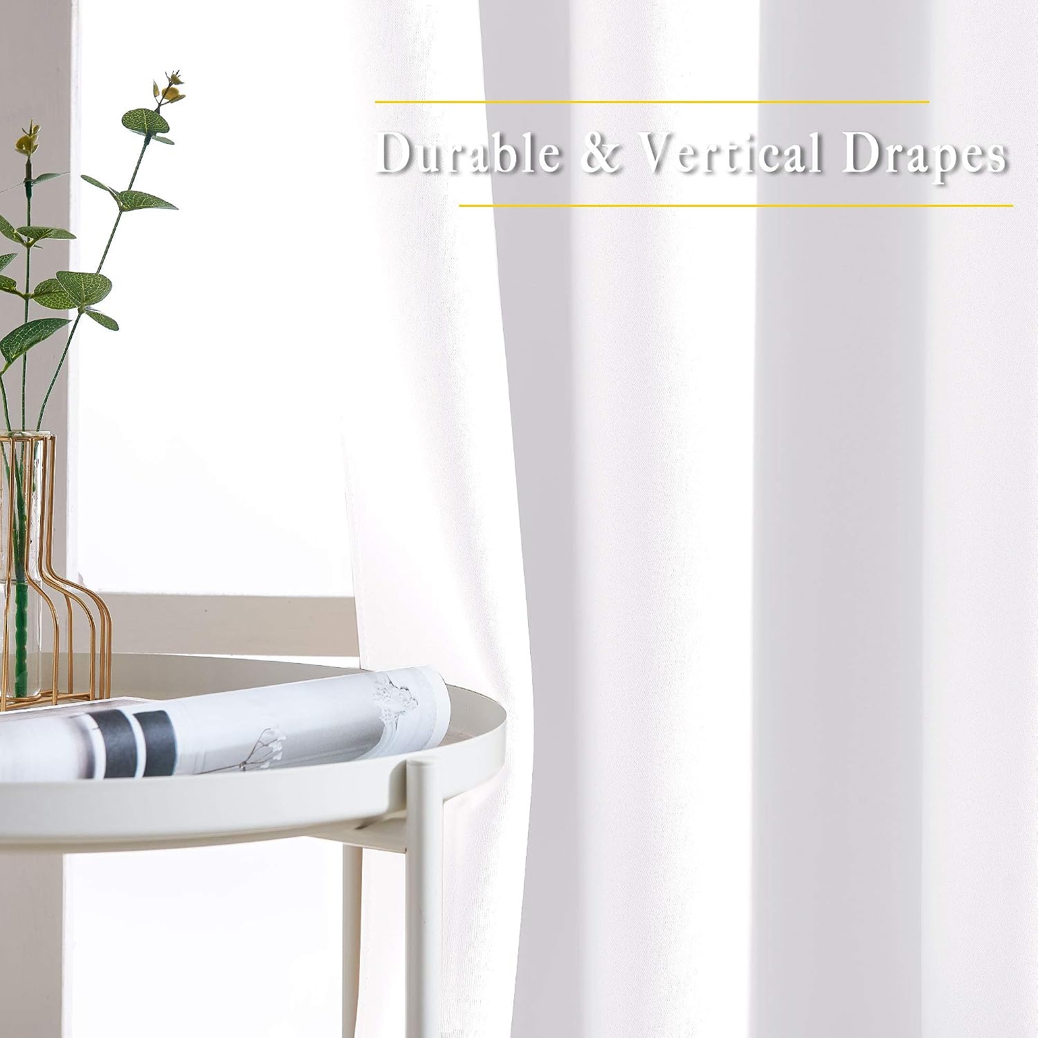 Detalle 1 de NICETOWN 2-Panel Pure White Blackout Curtain Panels, 52 x 54 Inches