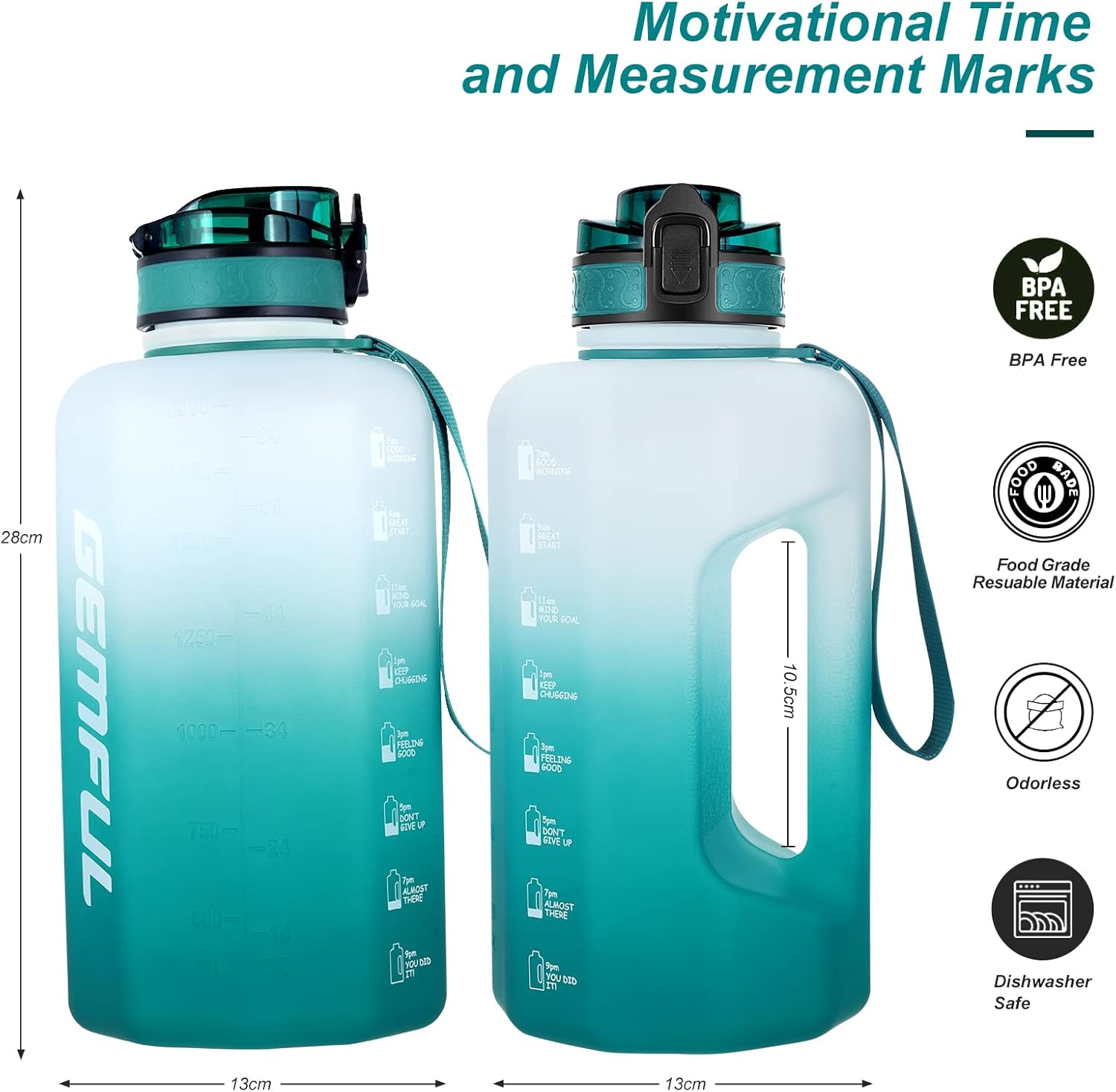 Thumbnail 1 de GEMFUL 2,2-l-Trinkflasche mit Zeitmarkierung