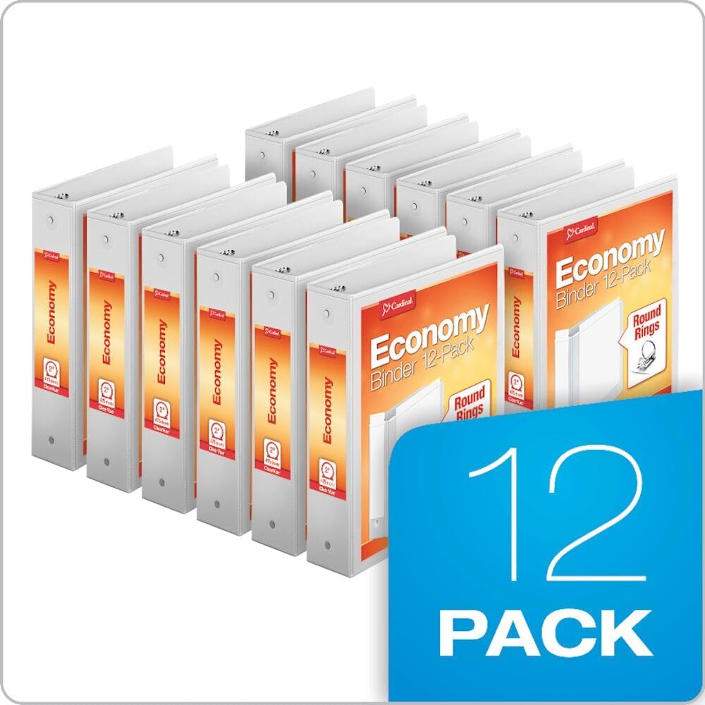 Detalle 2 de Cardinal Economy 2-Inch 3-Ring Binders (12-Pack) with Clearvue Overlays