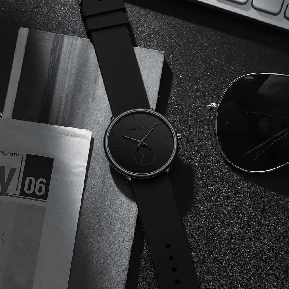 Detalle 2 de CRRJU Herren Uhr mit Silikonarmband – ultradünn, minimalistisch und zuverlässig