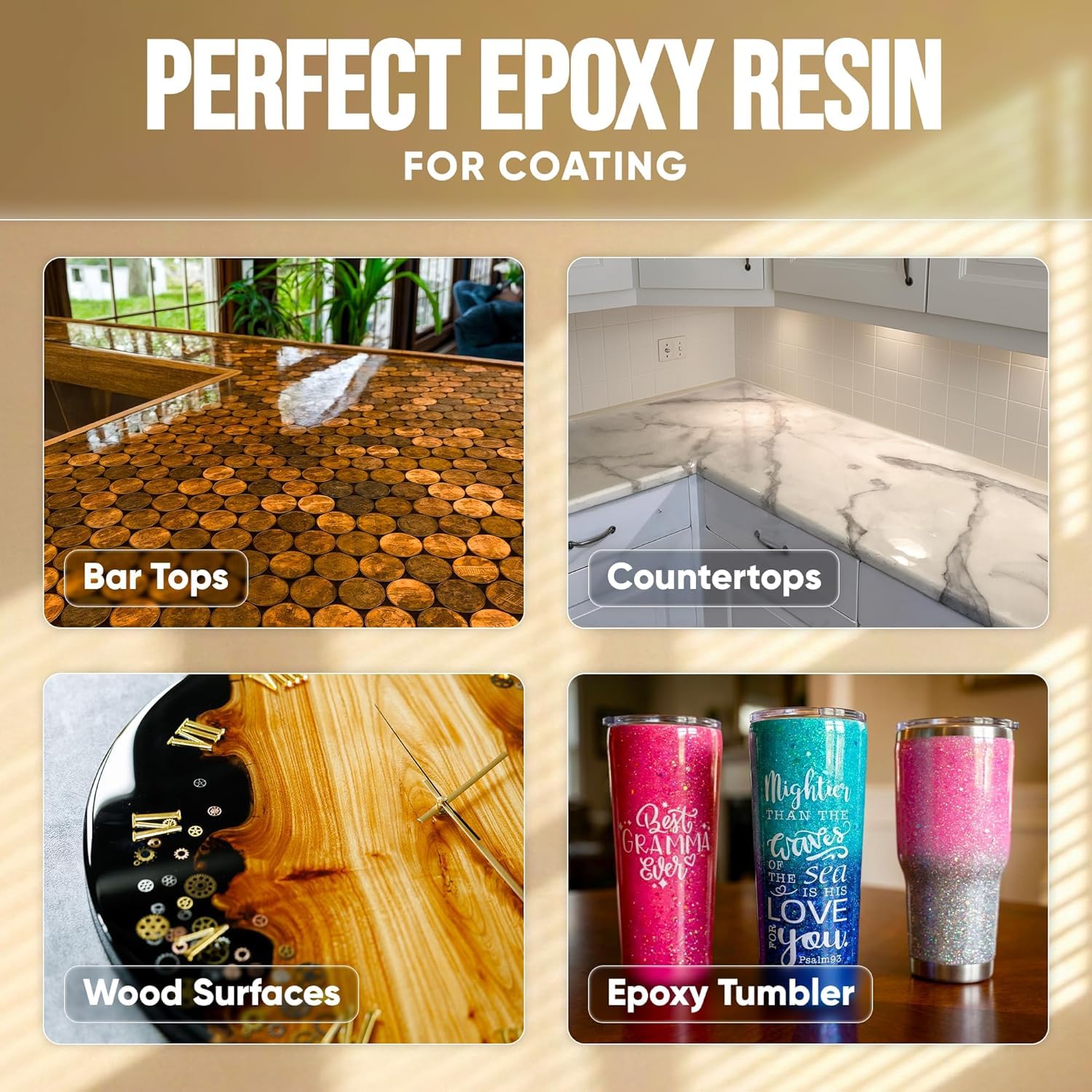 Detalle de Craft Resin 8L Epoxidharz-Set für Tischplatten – transparent, hochglänzend, UV-beständig