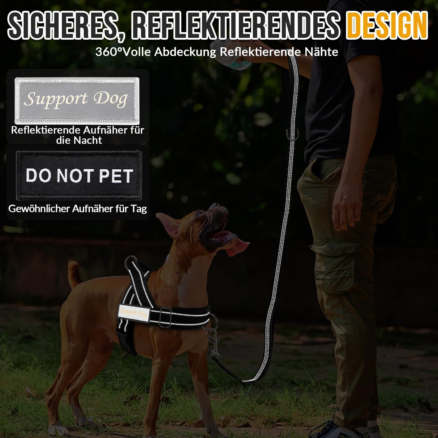 Thumbnail 5 de Eyein Hundegeschirr mit Leine (L) – weich gepolsterter Anti-Zug-Brustgurt mit 2 Leinenclips, reflektierend