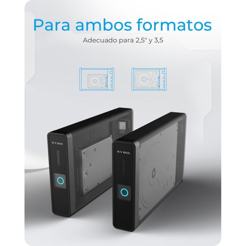 Detalle de ICY BOX IB-382H-C31: Caja externa 2.5/3.5" USB 3.2 Gen 2 con Hot-Swap