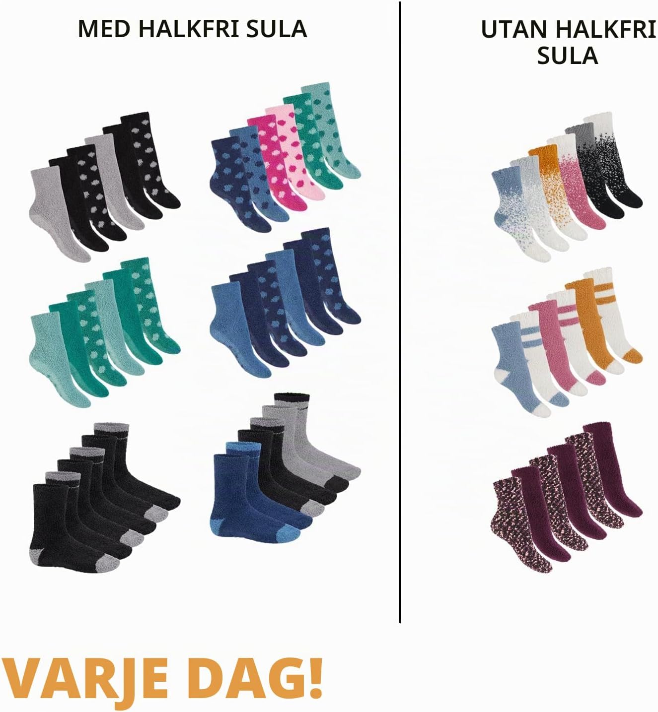 Detalle 1 de Footstar Everyday! dam- och herrstrumpor, 6 par i mjuk plysch med ABS-grepp