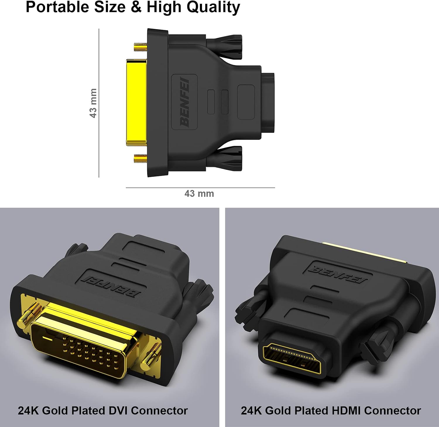 Thumbnail 5 de BENFEI DVI-auf-HDMI Adapter 4er-Pack