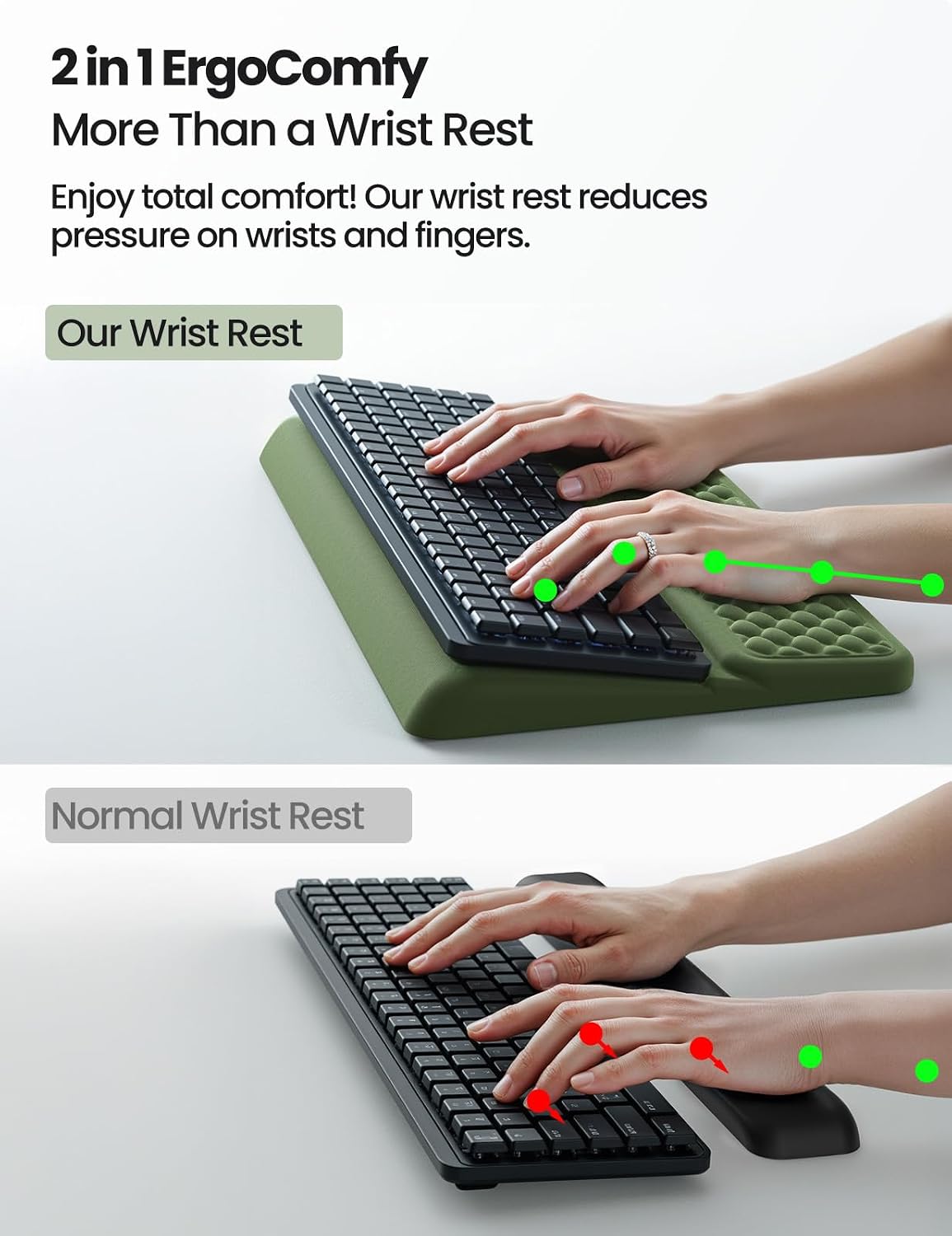 Detalle de VAYDEER Repose-poignets ergonomique 2-en-1 pour clavier avec support rose