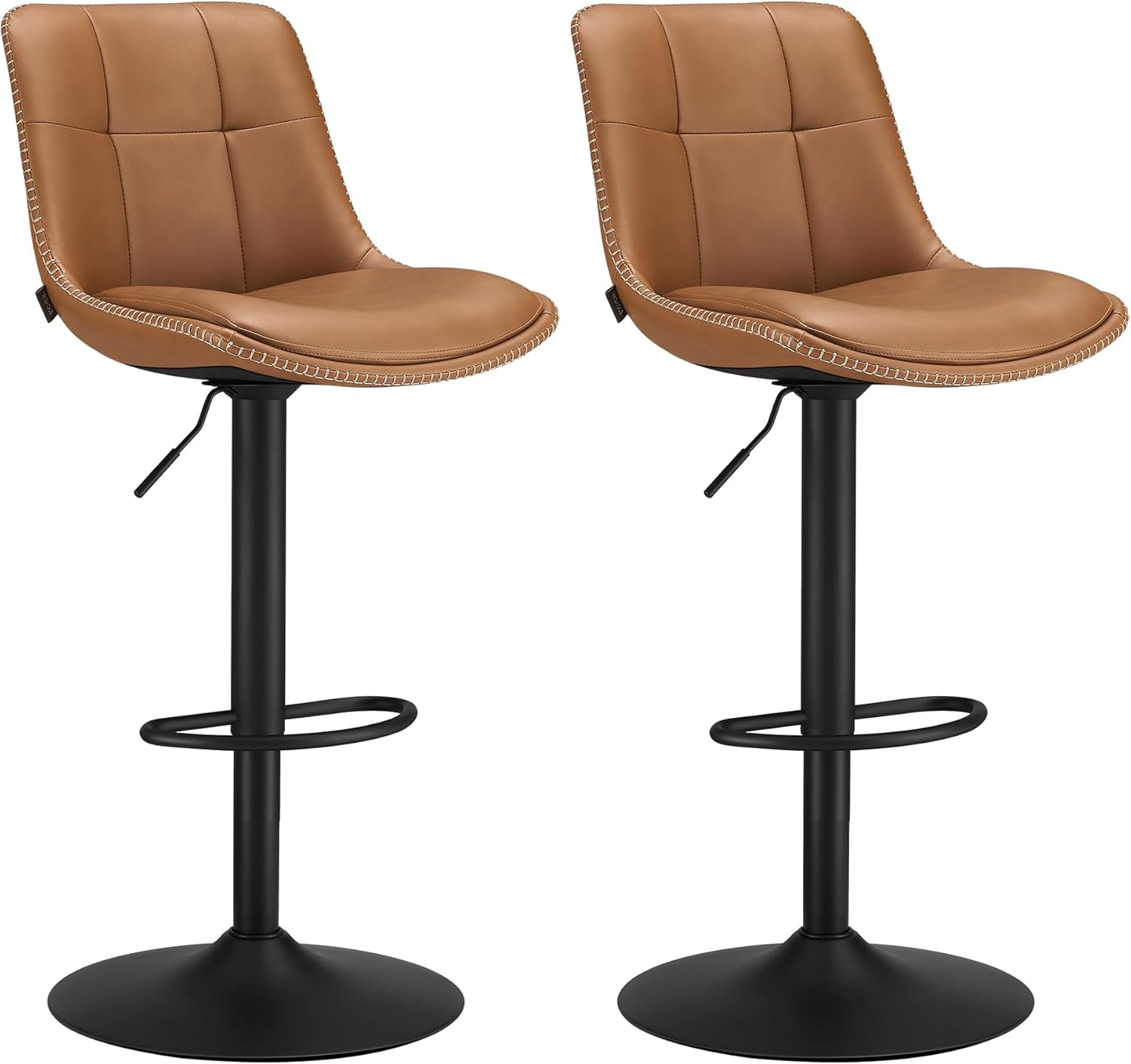 Lot de 2 tabourets de bar VASAGLE LJB095K01, assise pivotante réglable avec dossier