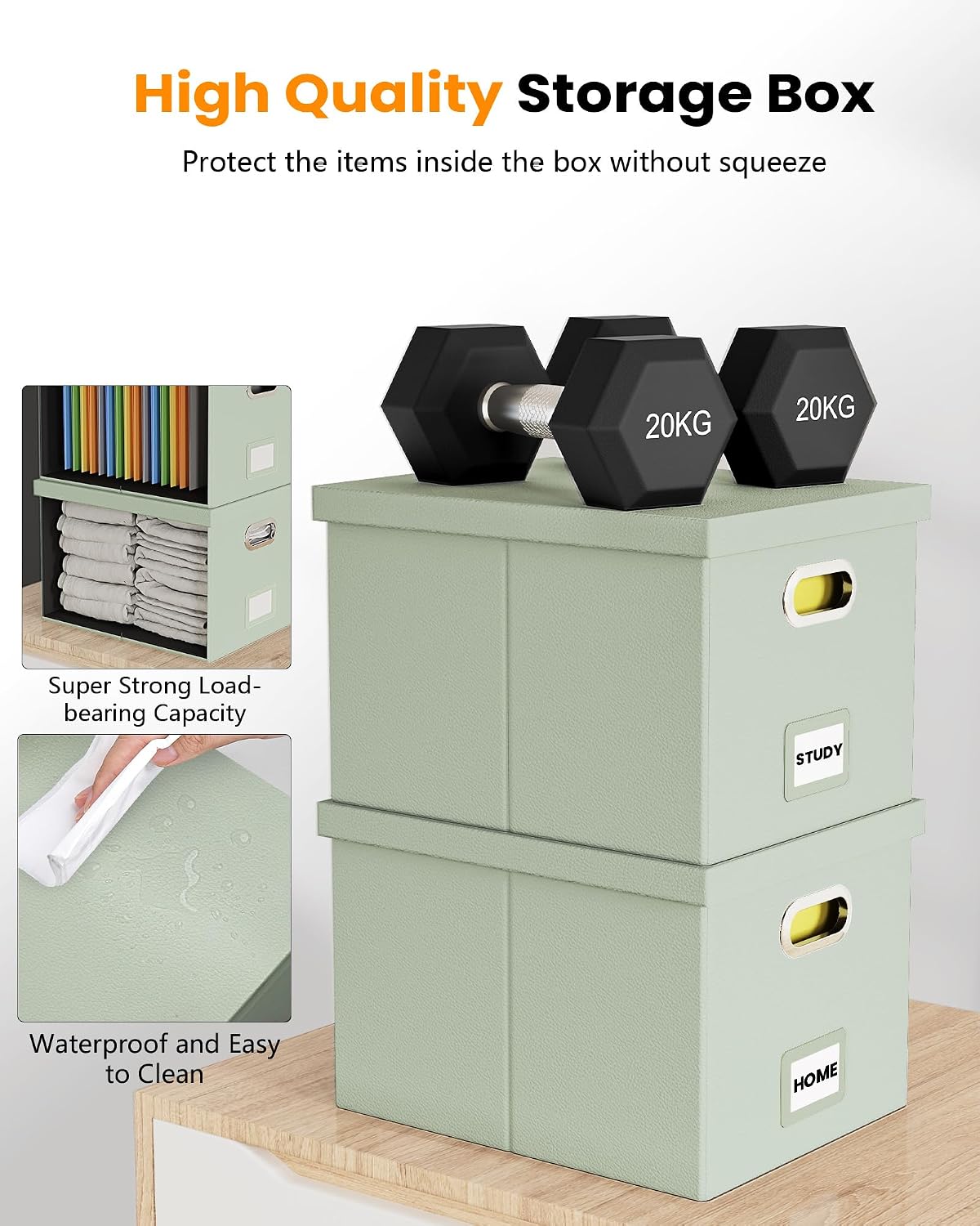 Detalle de Oterri AM03118 File Organizer Box for Letter/Legal Files, Foldable with Flip-Top Lid