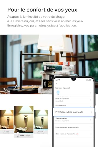 Detalle de Tapo Ampoule Connectée Alexa E27, Blanc Lumière du jour LED Dimmable L520E