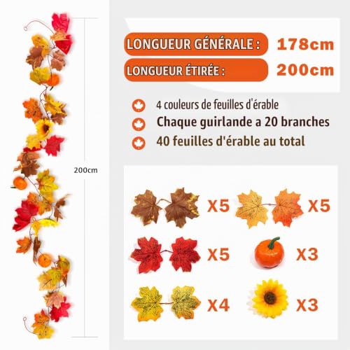 Thumbnail 5 de 2 Pièces Deco Decoration Automne Intérieur - Couronne Guirlande Lumineuse Bopertrove