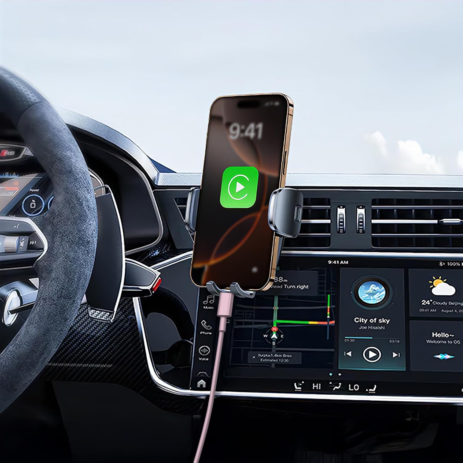 Detalle 2 de 5FT Carplay USB-C Cable for iPhone 17/16/15 – Apple MFi Certified, Pink