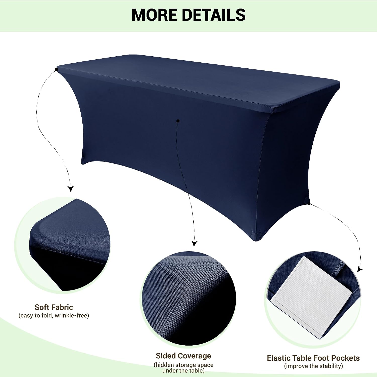 Detalle de Obstal 6ft Stretch Spandex Table Cover 72x30x30 in