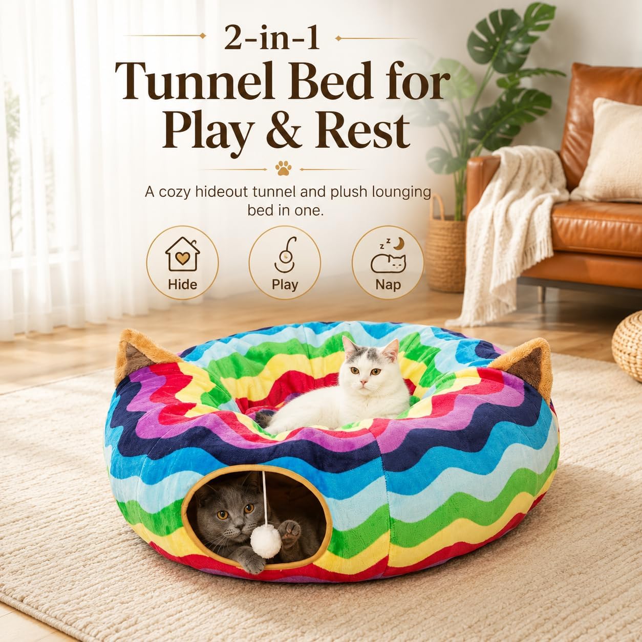 Detalle 2 de LUCKITTY Cat Tunnel Bed, 10-inch diameter
