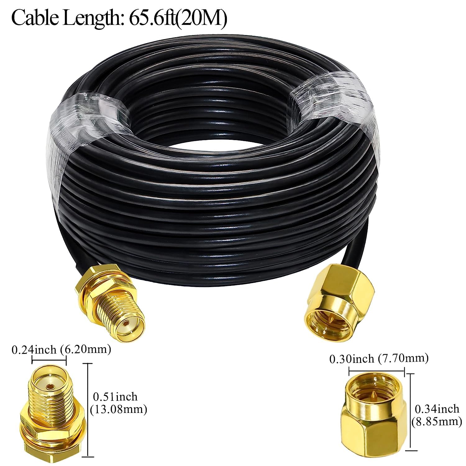 Detalle 2 de TUOLNK 20M WiFi Antenna Extension Cable (SMA Male to SMA Female, RG58, 50 Ohm)