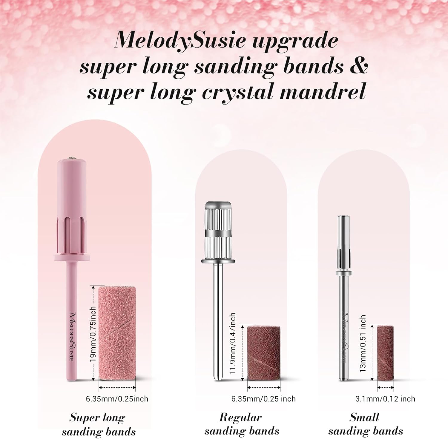 Thumbnail 5 de MelodySusie 120 Stück Schleifhülsen für Nagelfräser (3,1 mm Mandrel) – Rosa, Körnung 80–240