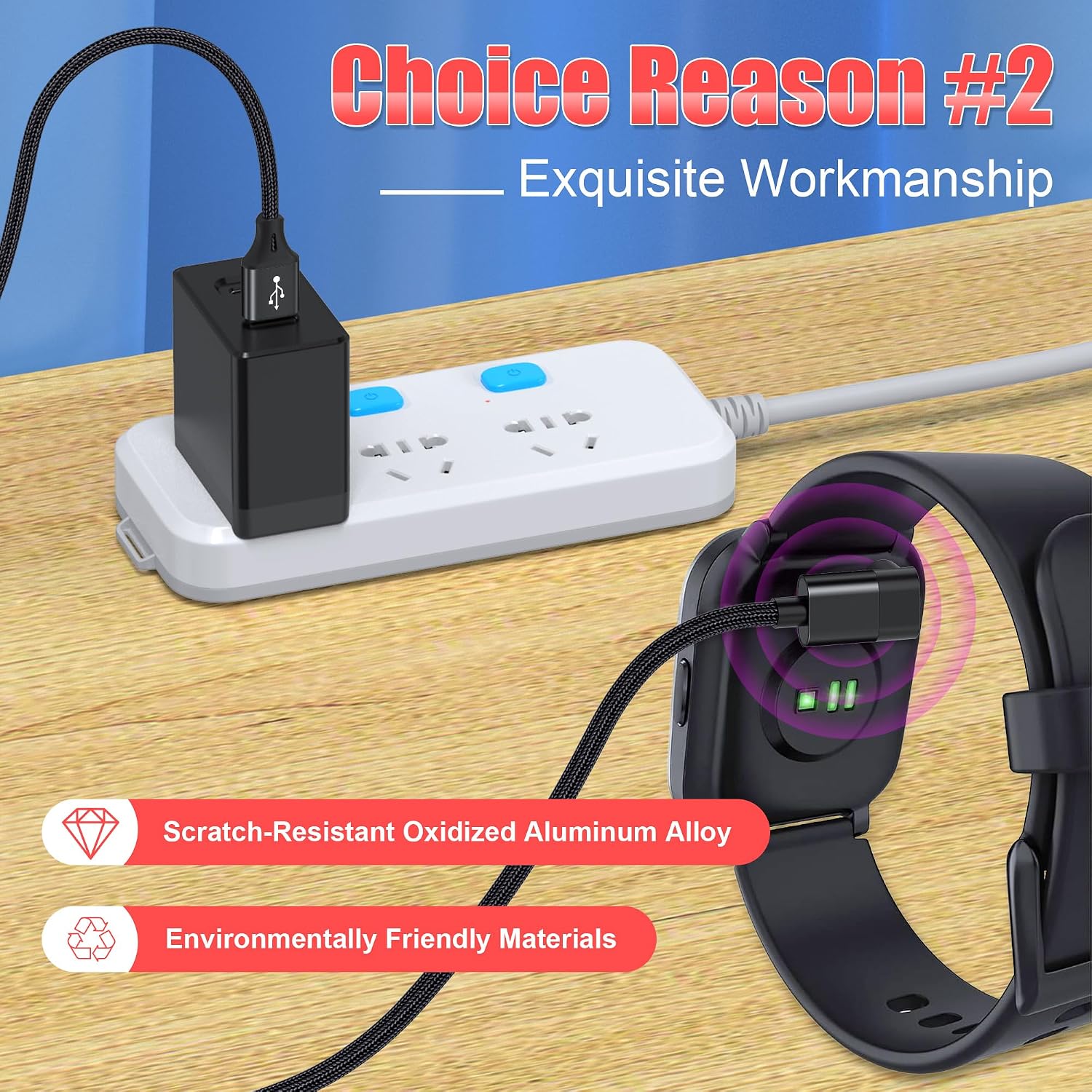 Detalle de AGVEE BGW-BK11 Garmin Watch Charger Cable, 2-Pack, L-Shaped, 3.3 ft