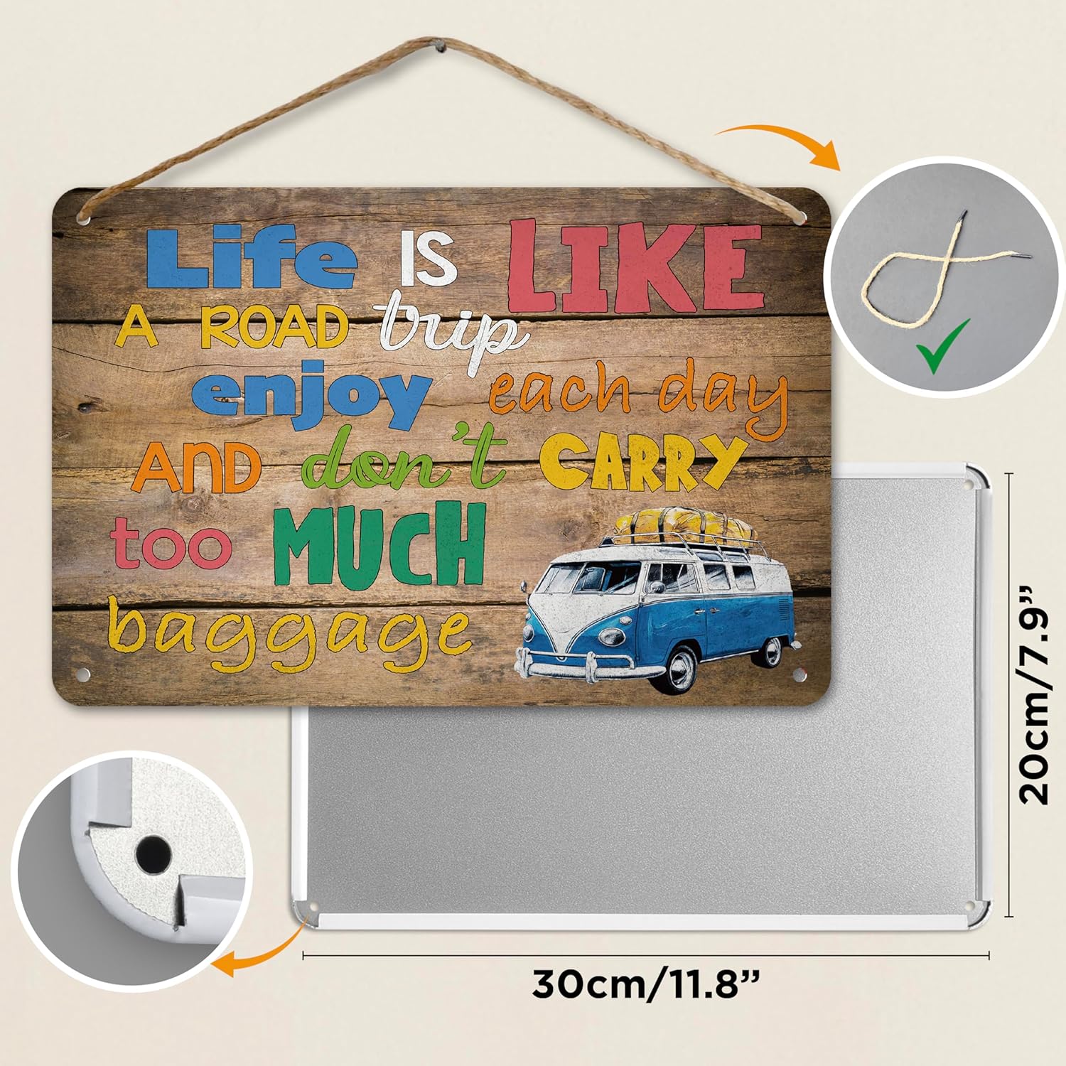 Detalle de BERLIG Metallschild mit Spruch 30x20 cm – Vintage Blechschild als Wanddeko für Motivation