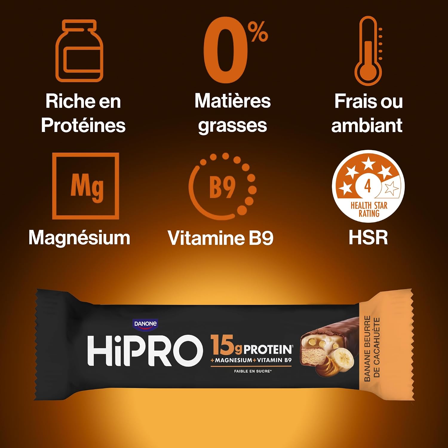 Detalle de HiPRO Barre Protéinée Banane Beurre de Cacahète 45g ⚙