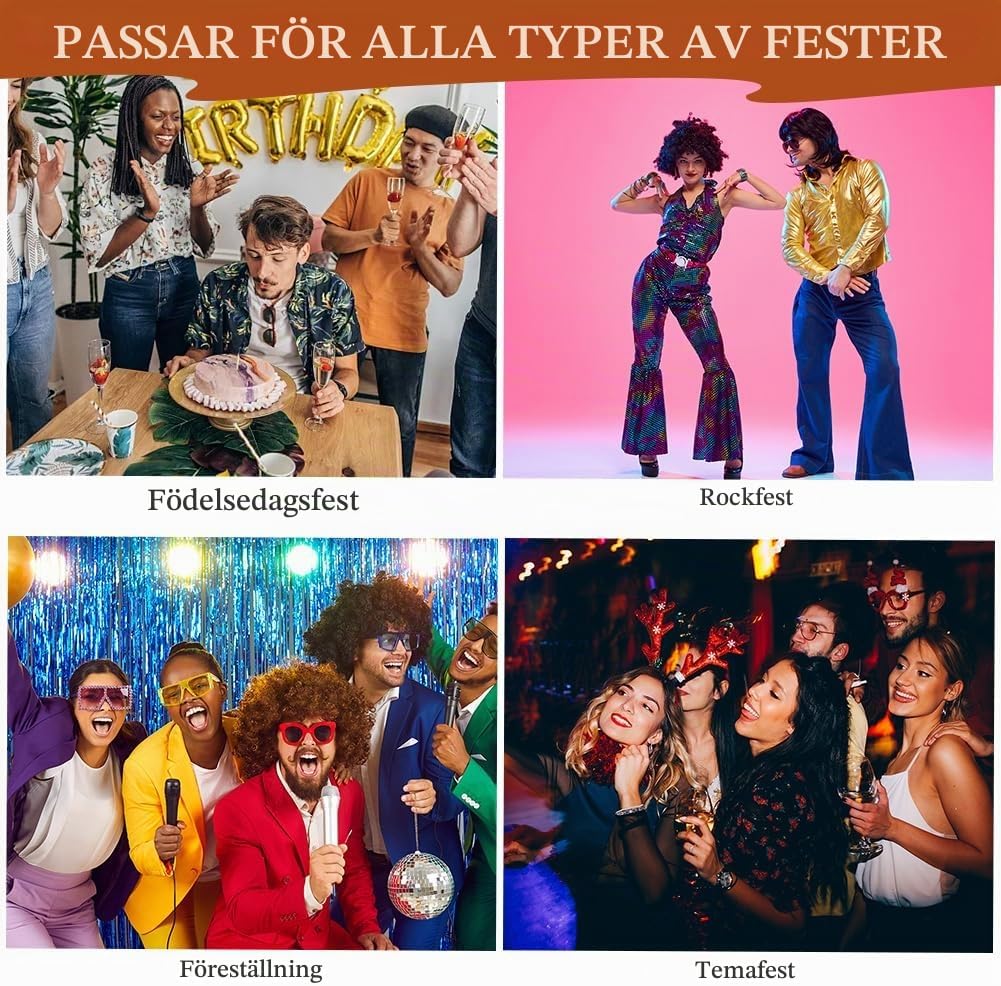 Thumbnail 6 de Aomig 5-delat perukset för män med 80-talsperuk och accessoarer