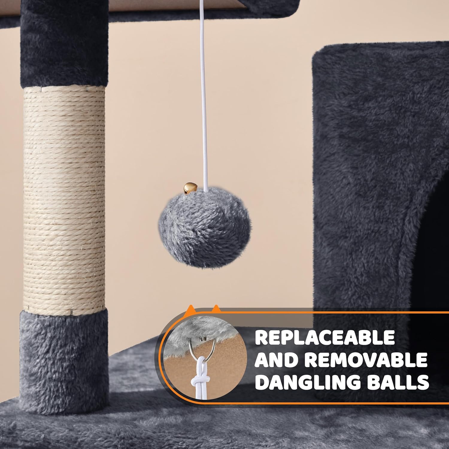 Thumbnail 5 de Yaheetech 150cm Large Cat Tree Tower with Condos, Hammock and Sisal Posts for Indoor Cats