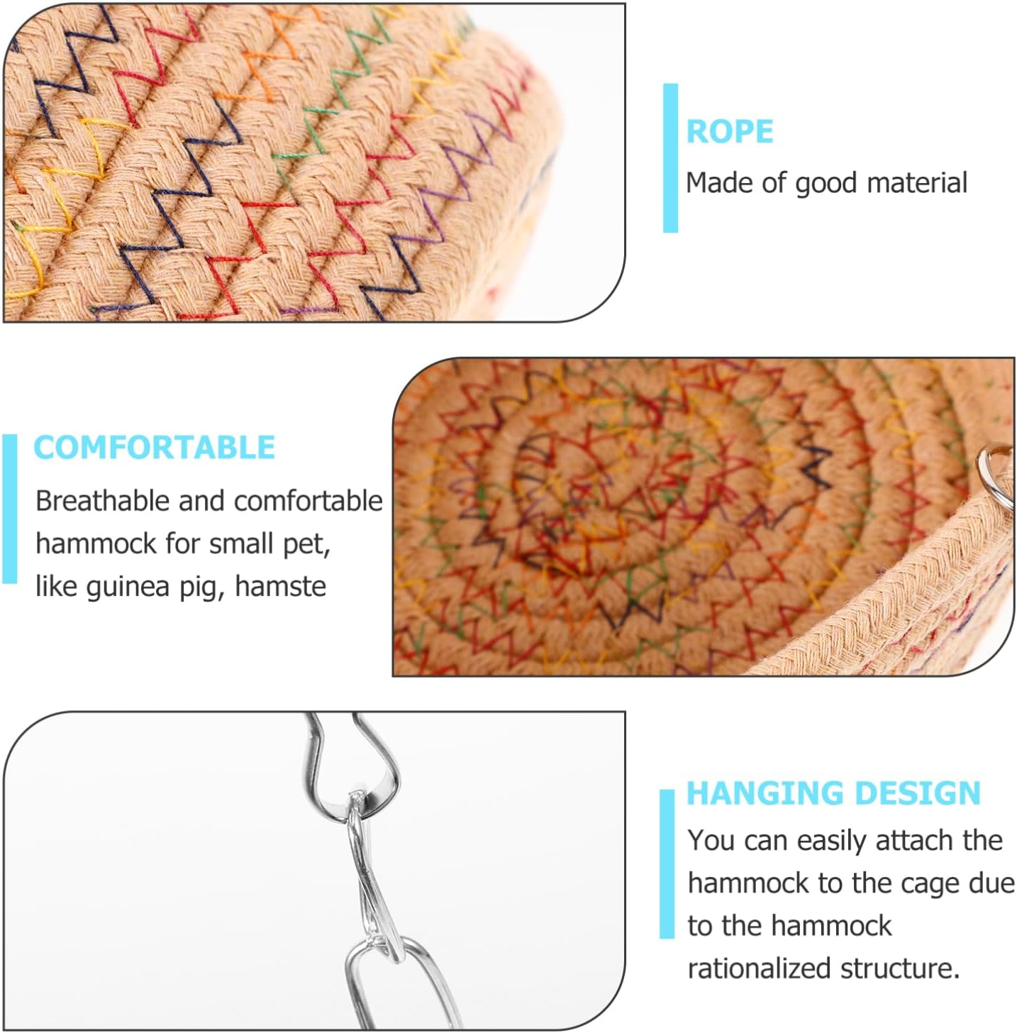 Detalle 2 de Milisten Small Animal Hammock for Cage – Breathable Chew-Proof Swing Bed