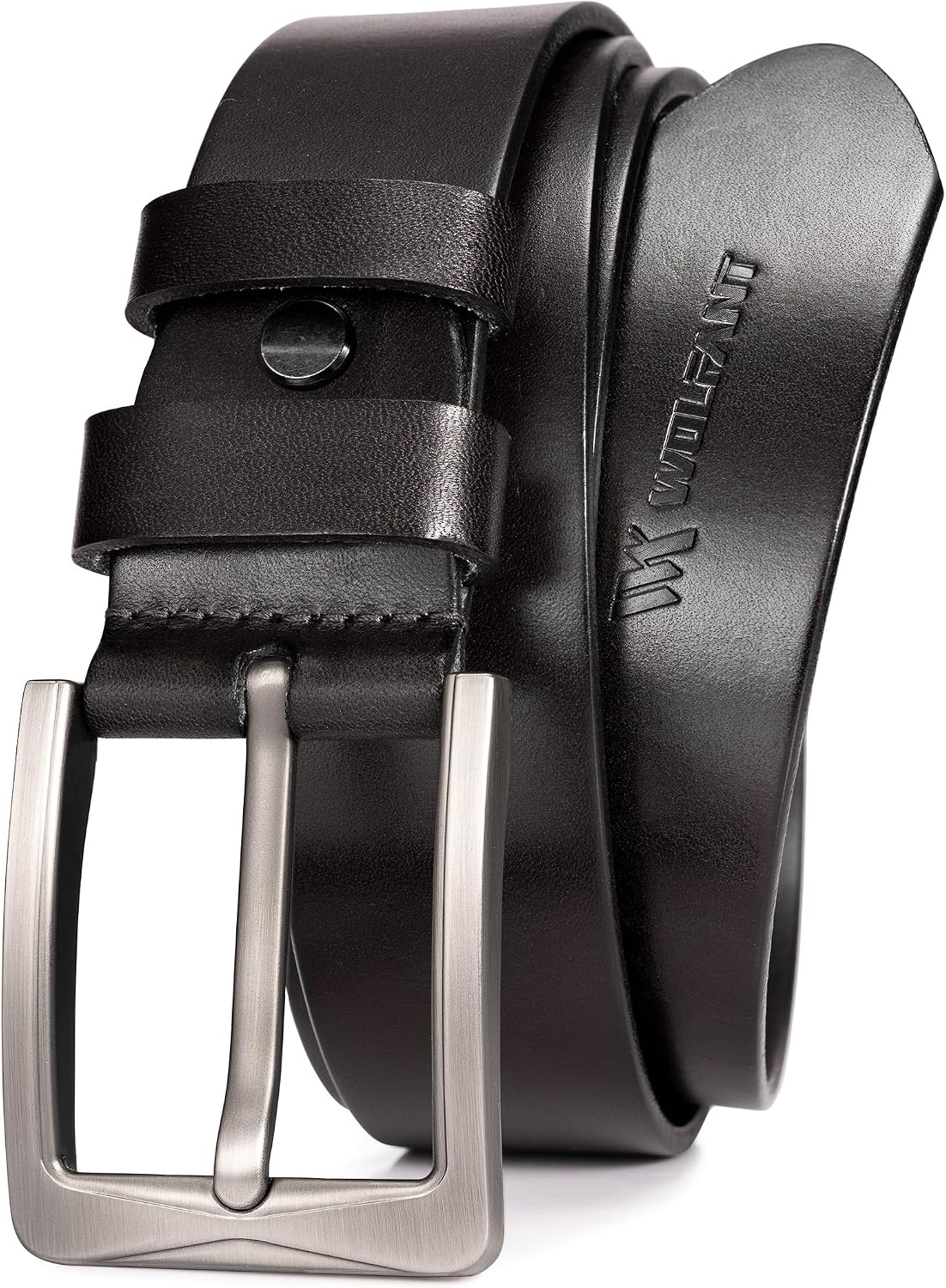 Detalle de WOLFANT 1.5" Full Grain Leather Belt for Men (Gift Box) — 100% Italian Real Solid Leather