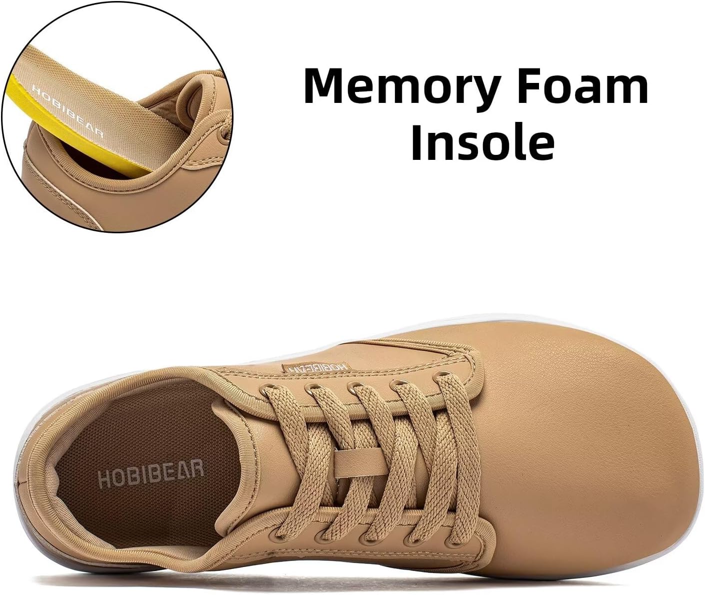 Detalle de HOBIBEAR Unisex Barfußschuhe mit breiter Zehenbox (Leder, Zero-Drop) für Outdoor, Walking & Trail