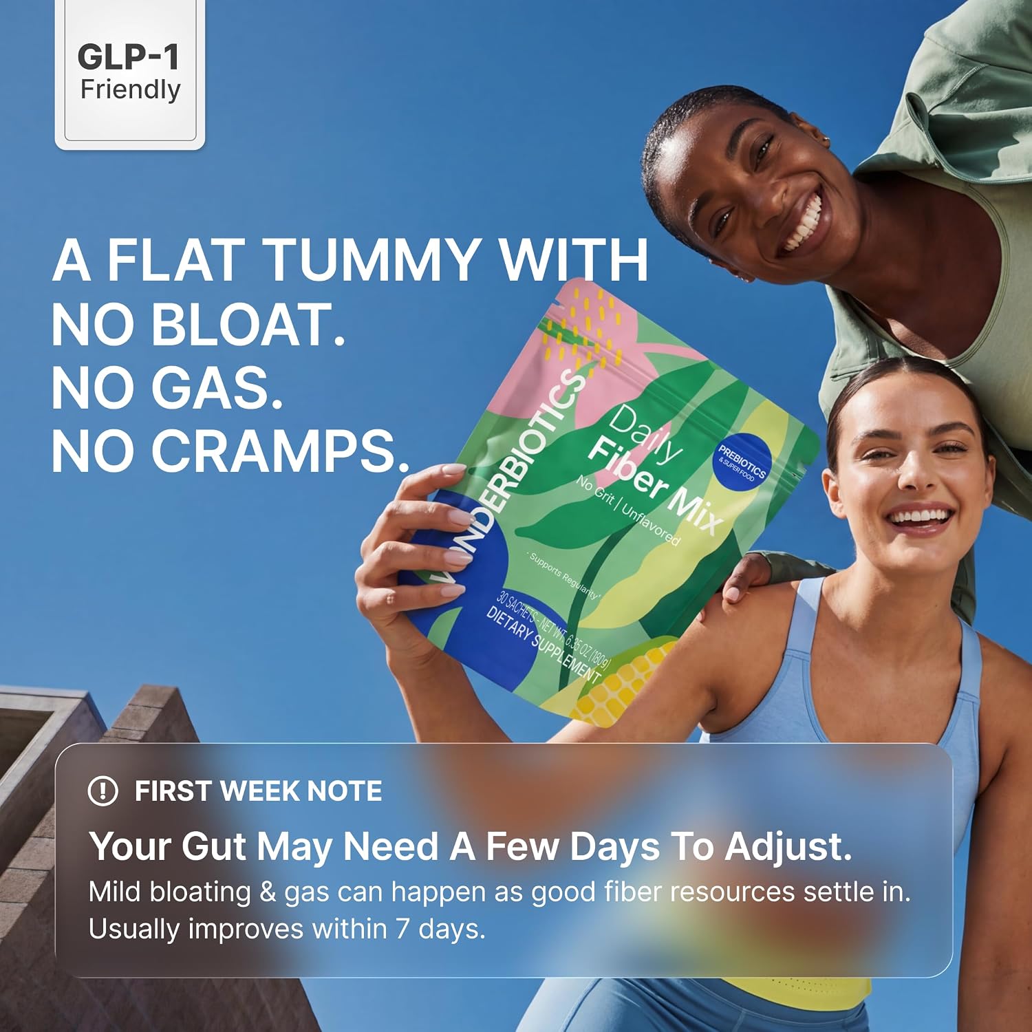 Detalle de WonderBiotics Daily Fiber Mix Powder, 6 g Sachets with Five Fiber Sources