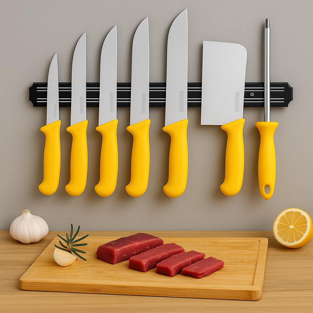 Thumbnail 2 de HOOZ Fleischmesser-Set 8-teilig mit Hackebeil & Wetzstahl (Edelstahl, Ergo-Grip)