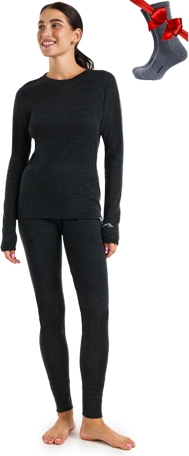 Thumbnail 6 de Merino.tech 100% Merino Unterwäsche Damen Set Langarm Shirt Hose + Socken