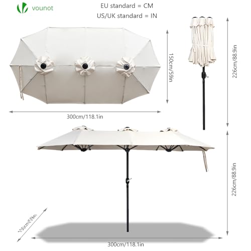 Thumbnail 1 de VOUNOT Sombrilla Parasol Rectangular 300×150 cm 🏖️