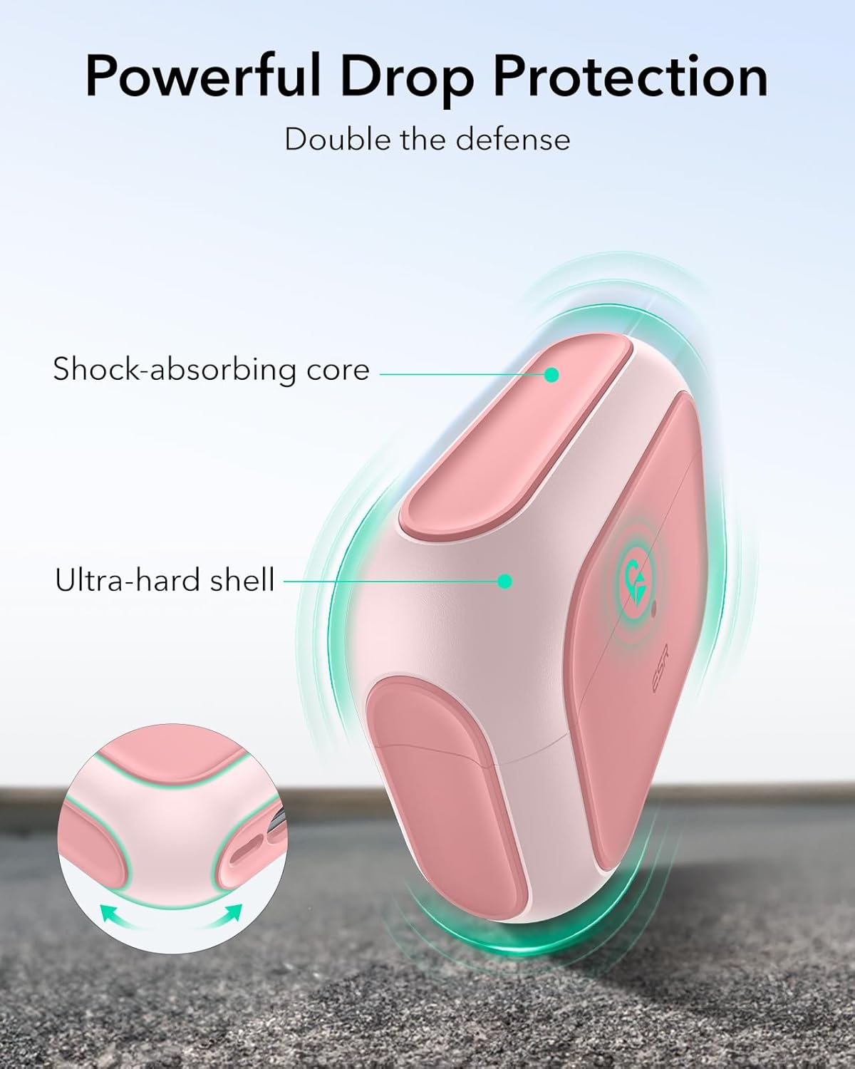 Thumbnail 5 de ESR Coque Rose pour AirPods Pro 3 (2025) – MagSafe, protection hybride et corde de transport