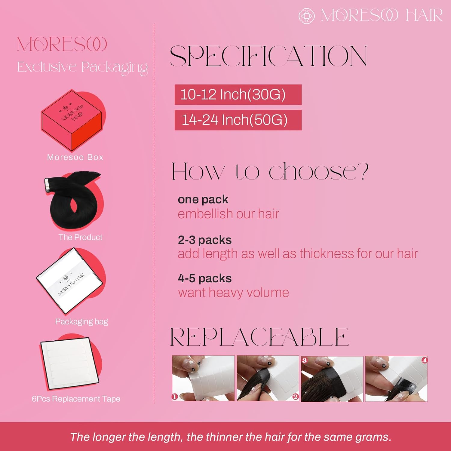 Thumbnail 3 de Moresoo Blonde Tape-In Hair Extensions (Human Hair Remy) 18 Inch #P9A/60, 20pcs/50g