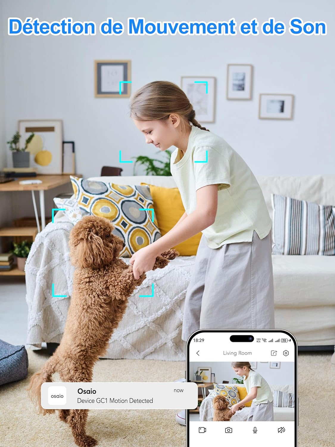 Thumbnail 4 de Elelink Caméra Surveillance WiFi Intérieure 2K 3 MP (audio bidirectionnel, vision nocturne) — compatible Alexa & Google Assistant