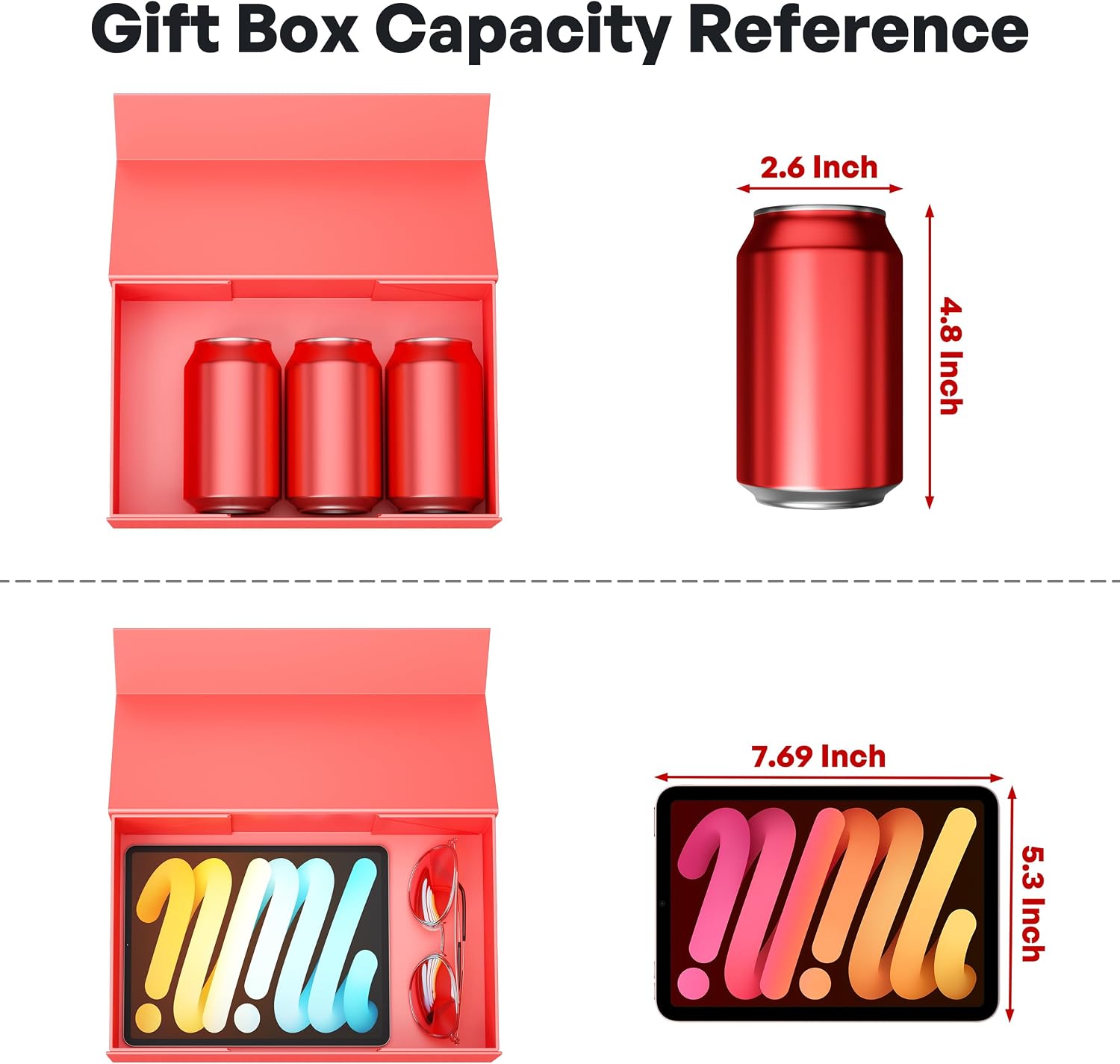 Detalle de RYDDOY Red Magnetic Gift Box, 9.5 x 6 x 3-Inch Interior, Collapsible Cardboard