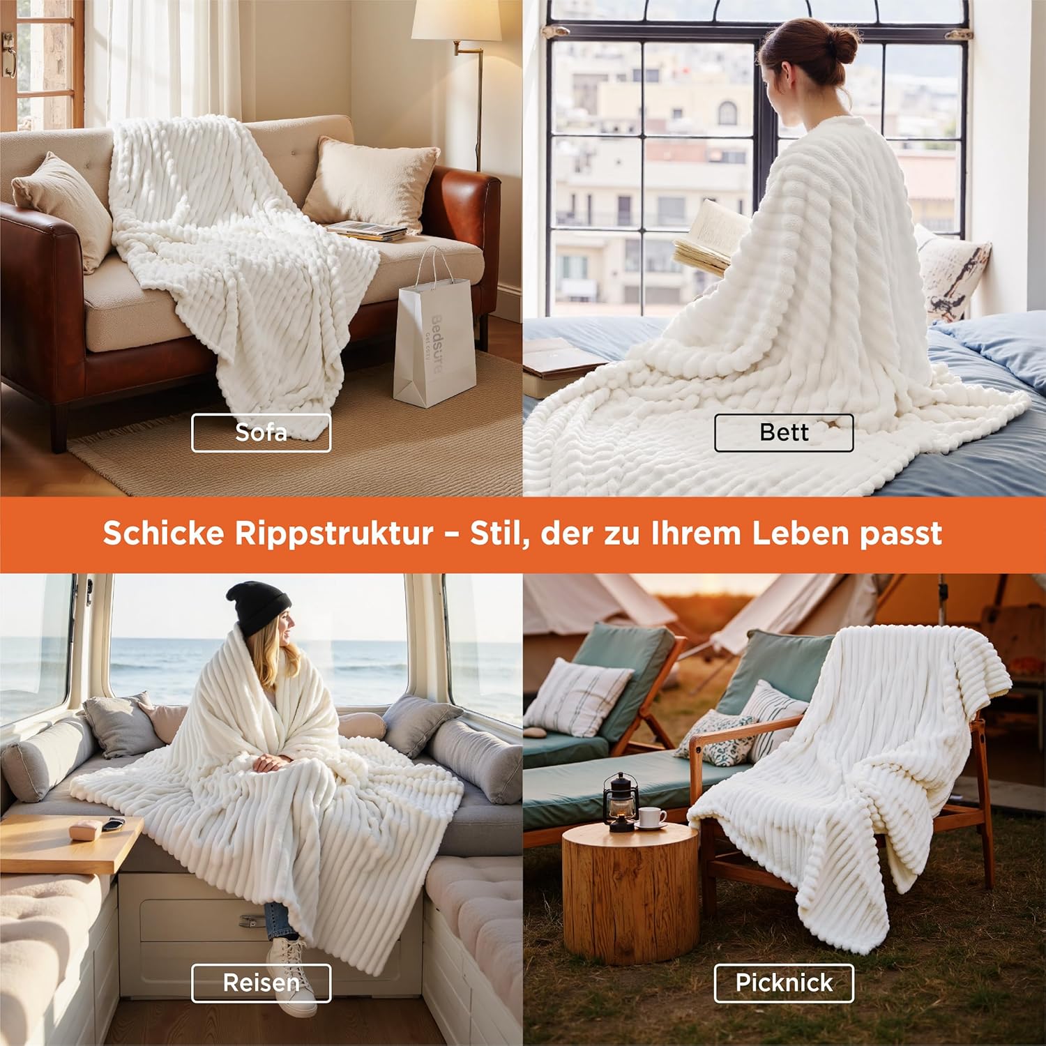 Thumbnail 4 de Bedsure Kuscheldecke Wolldecke 130 x 170 cm