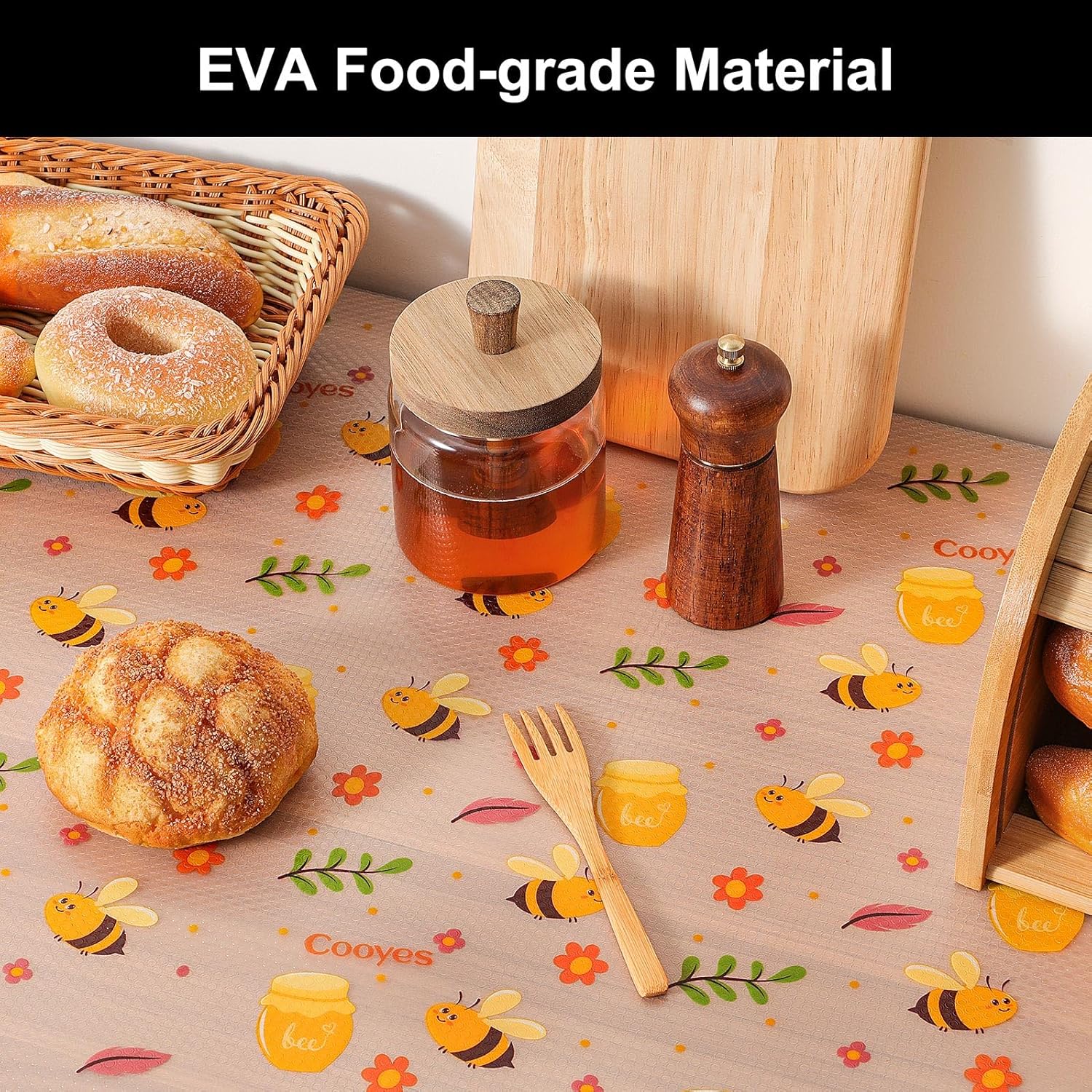 Detalle de Cooyes Shelf Liner Non-Slip EVA Cabinet & Drawer Liner (Amber, 11.8" W x 118" L) – Waterproof, Non-Adhesive