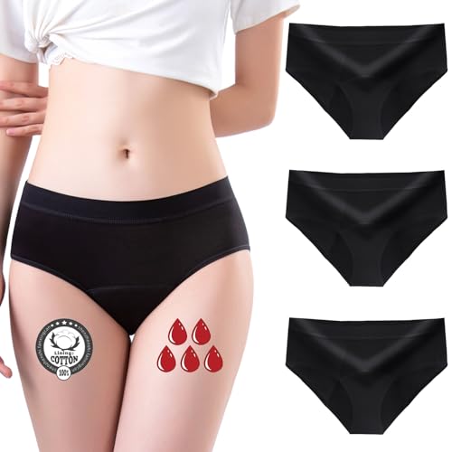 Detalle de FOTOOL Culotte menstruelle absorbante en coton – Pack 3 (L), 4 tampons équivalents, Lavable