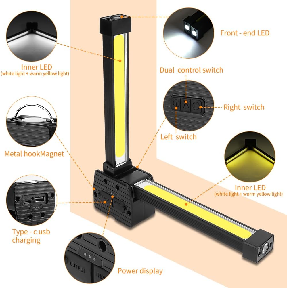 Detalle 2 de flinronic Lampe de Gym Pliable 1200 mAh