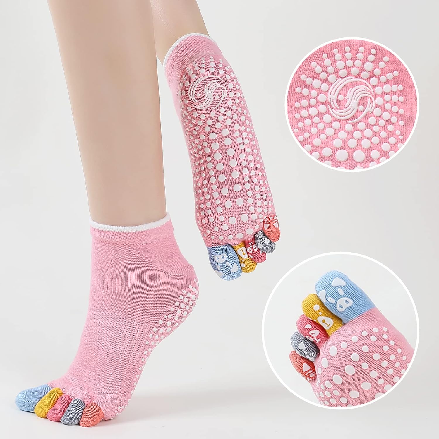 Thumbnail 3 de Zakasa Yoga Chaussettes Antidérapantes Femme – Chaussettes à 5 doigts, 3 paires, taille 36–43