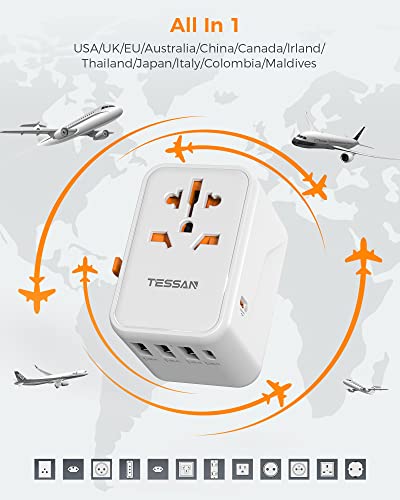 Thumbnail 1 de TESSAN 45W Universal Travel Adapter with PD USB-C Fast Charging