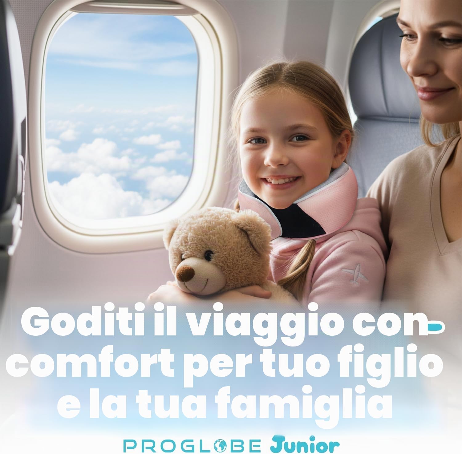 Thumbnail 5 de Proglobe cuscino cervicale da viaggio per bambini 4–13 anni, memory foam, rosa chiaro