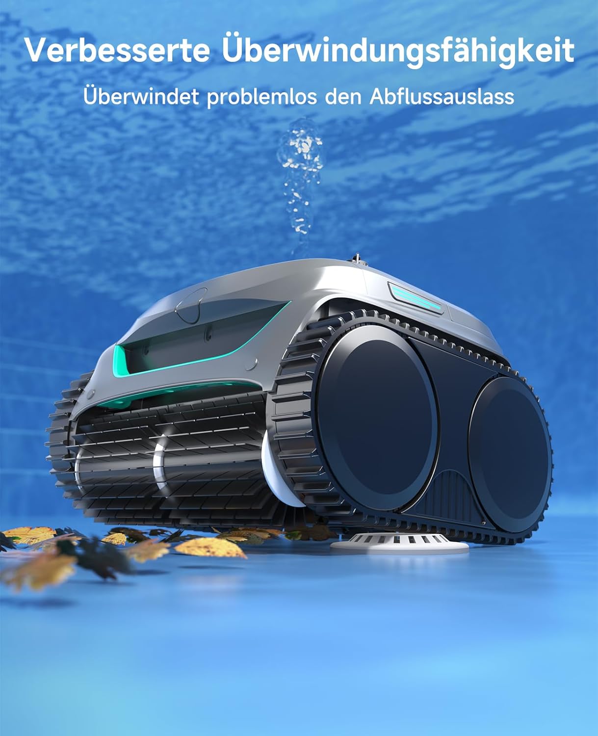 Detalle de WYBOT C2 Poolroboter Akku Boden und Wand – 3‑Fach Motor, Doppelfiltration, App‑Steuerung