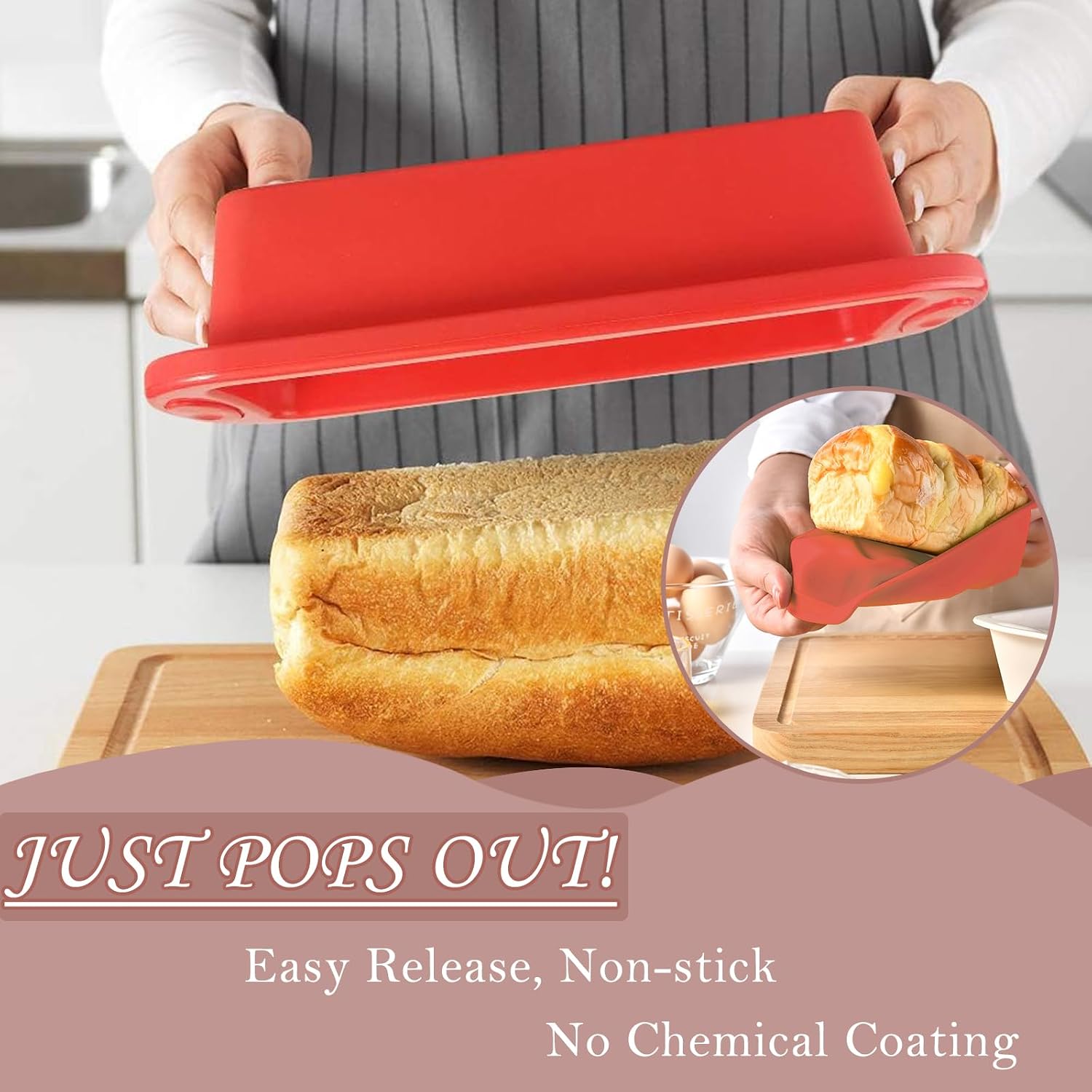 Detalle de CRITIVE-S Silicone Bread Loaf Tin Set (2 Pieces) with Oil Brush & Spatula