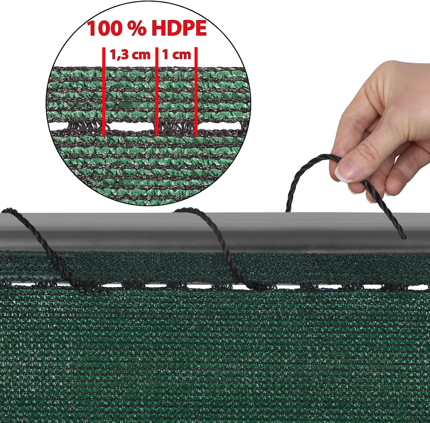 Detalle 2 de BB Sport Sichtschutz Zaunblende 1,8 m x 50 m in Green (150 g/m²) mit UV- und reißfestem Schattiernetz