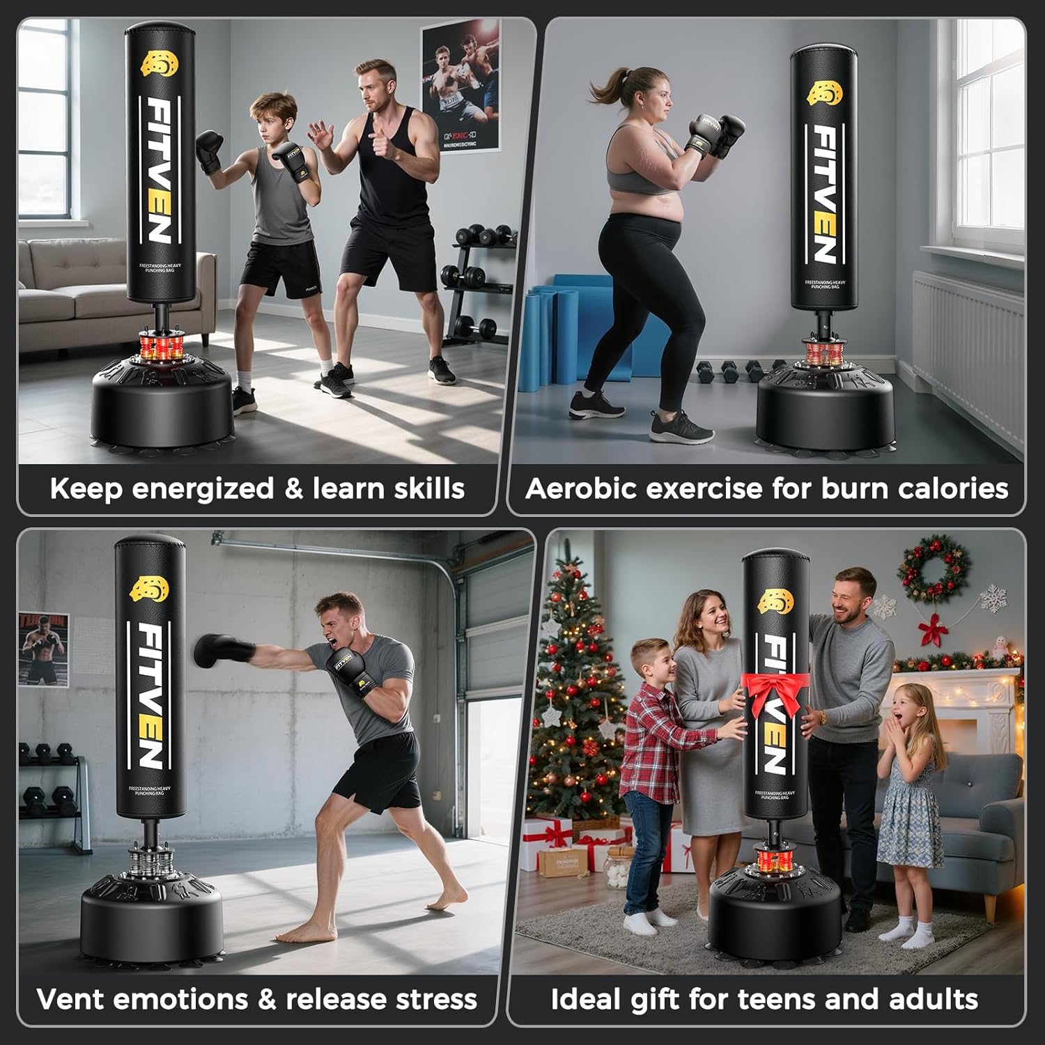Thumbnail 6 de FITVEN TS20-SD02-US Freestanding Punching Bag, 70-Inch with Gloves